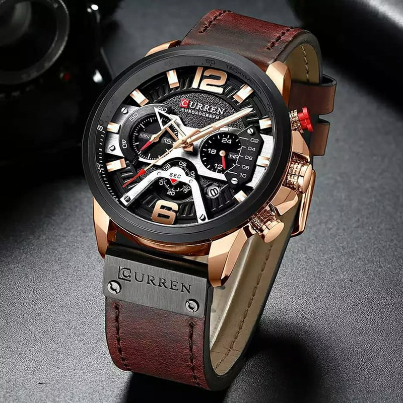 Reloj Curren 8329 Cronografo Cuero