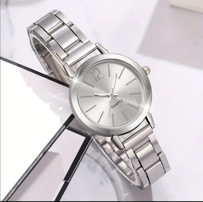Combo 2pz reloj+pulsera esmeralda plata