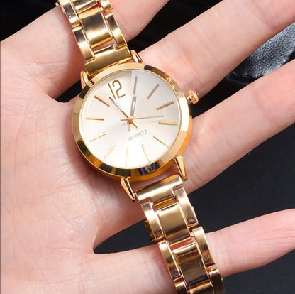 Combo 2pz reloj+pulsera esmeralda dorada