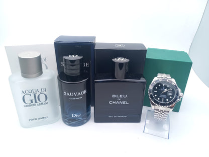 KIT PERFUMES X3 + RELOJ ROLEX